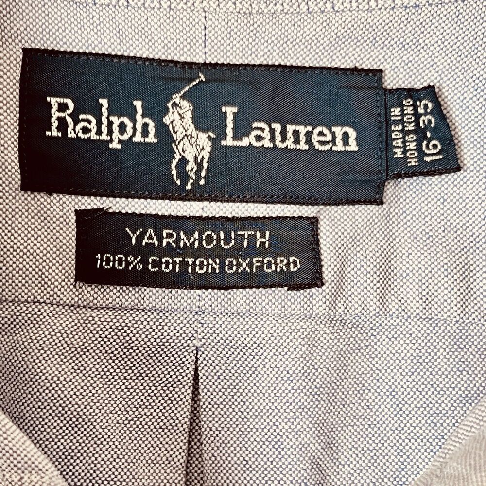 Ralph Lauren Yarmouth Button Down Shirt 16 / 35 Light Blue Oxford Cotton - Picture 6 of 7